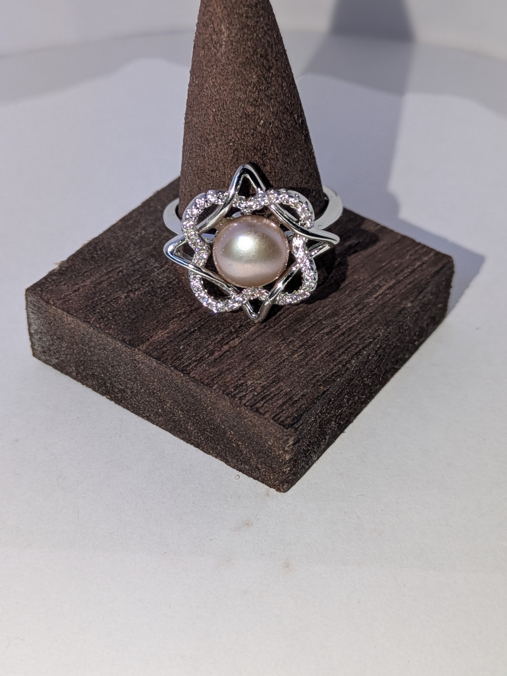 Sterling Silver Pearl Star Bloom Ring - White Pearl